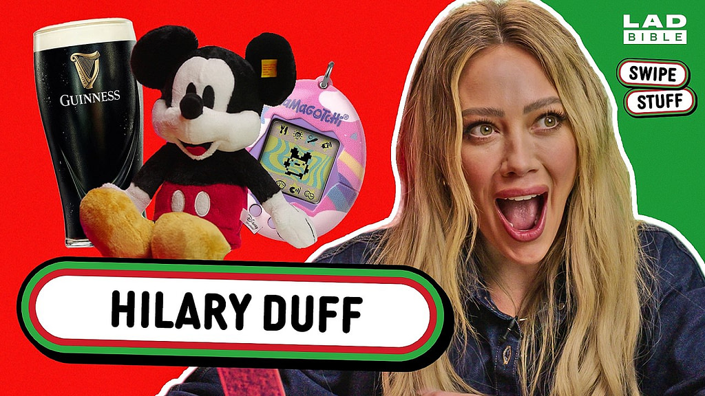 hilary duff reacts to asmr, guinness, and retro tamagotchis | swipe stuff youtube